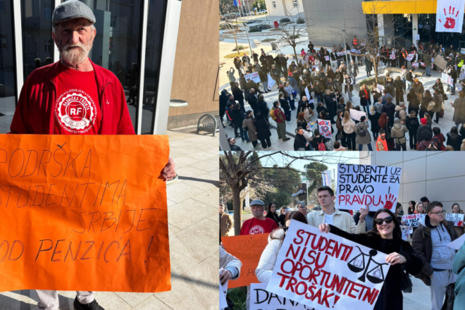 (FOTO) Brojni pulski studenti održali mirni skup, pridružili im se i umirovljenici