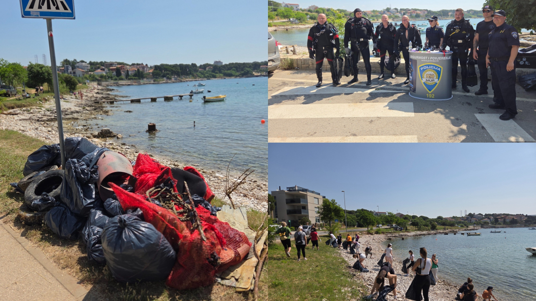 PRIKUPLJENO TRI KUBIKA OTPADA Održana 30. jubilarna eko akcija čišćenja podmorja i priobalja u uvali Stoja