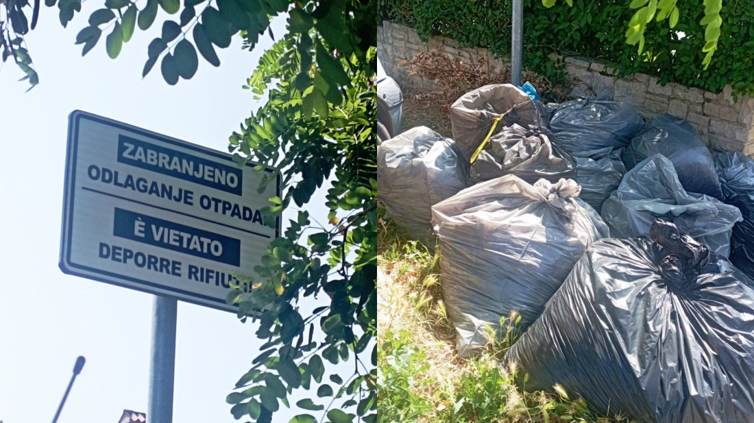 BIZARNO: U Rovinju netko ostavlja smeće pored natpisa o zabranjenom odlaganju otpada