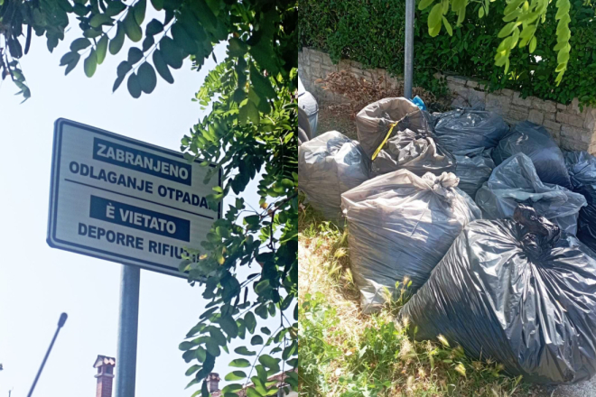 BIZARNO: U Rovinju netko ostavlja smeće pored natpisa o zabranjenom odlaganju otpada