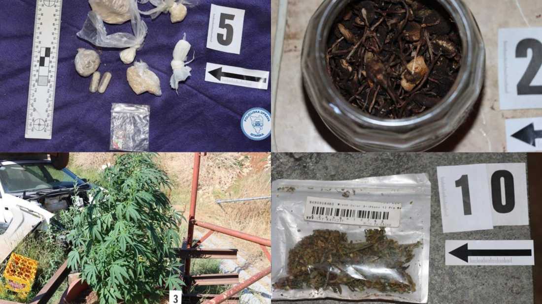 (FOTO) “Laboratorij” kod Žminja: Pronađene halucinogene gljive, LSD, novac, oružje...