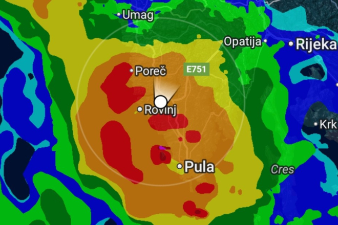 ISTRA NA UDARU NEVREMENA: Stigle grmljavinske ćelije, moguća tuča i olujni vjetar