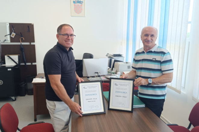 Industrijsko-obrtnička škola Pula zahvalila CVH STP Pula na suradnji u provođenju praktične nastave