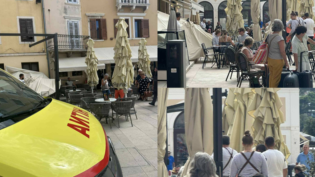 Nesretan incident u centru Rovinja: Na terasi kafića suncobran pao na stariju gospođu