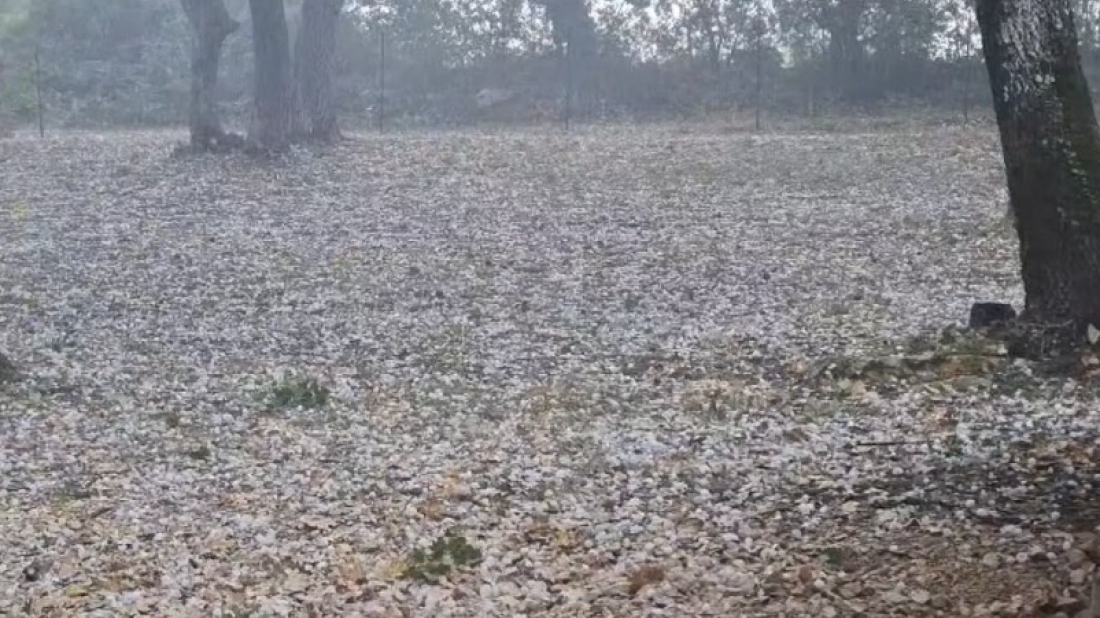FOTO/VIDEO: Tuča zabijelila unutrašnjost Istre, temperature pale i više od deset stupnjeva