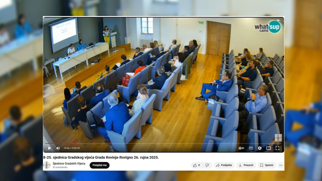Snimke sjednica Gradskog vijeća Grada Rovinja od sada dostupne na YouTube-u!