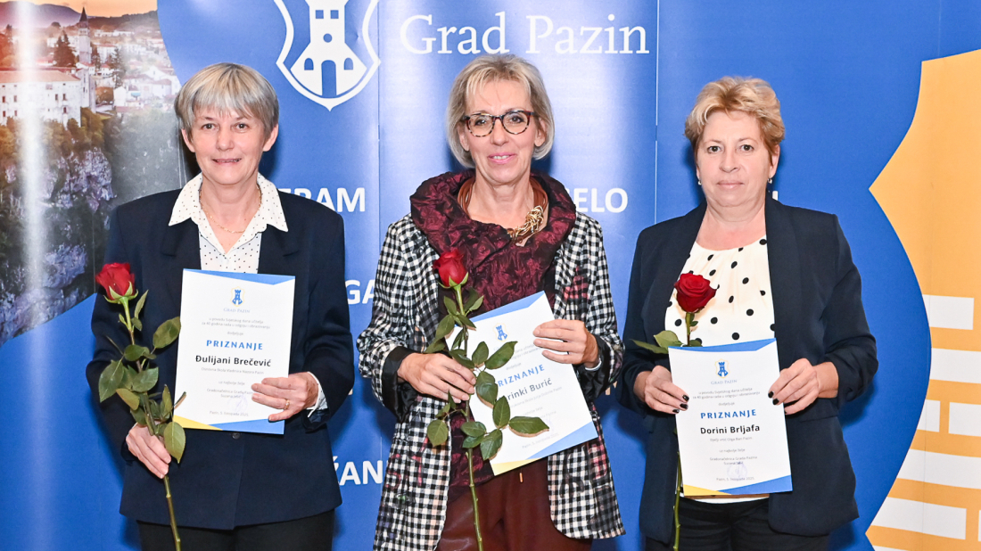 U Pazinu obilježen Svjetski dan učitelja: Marinka Burić, Đulijana Brečević i Dorina Brljafa proslavile 40 godina rada
