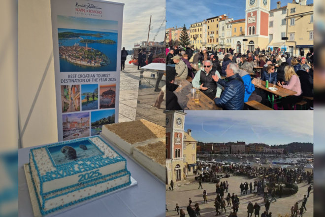 (FOTO) Fešta dostojna šampiona: Brojni građani Rovinja okupili se na proslavi uz besplatne srdele, piće i tortu