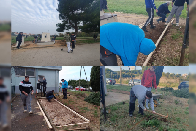 Radno u okružju Industrijsko-obrtničke škole Pula: Učenici i profesori zajedno u uređenju i oplemenjivanju okoliša škole