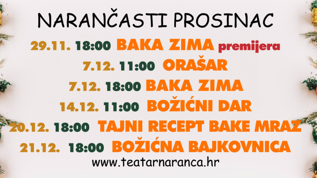 Prosinački hitovi u pulskom Teatru Naranča: Požurite po ulaznice, brzo se prodaju!