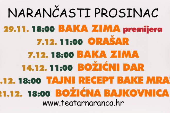 Prosinački hitovi u pulskom Teatru Naranča: Požurite po ulaznice, brzo se prodaju!