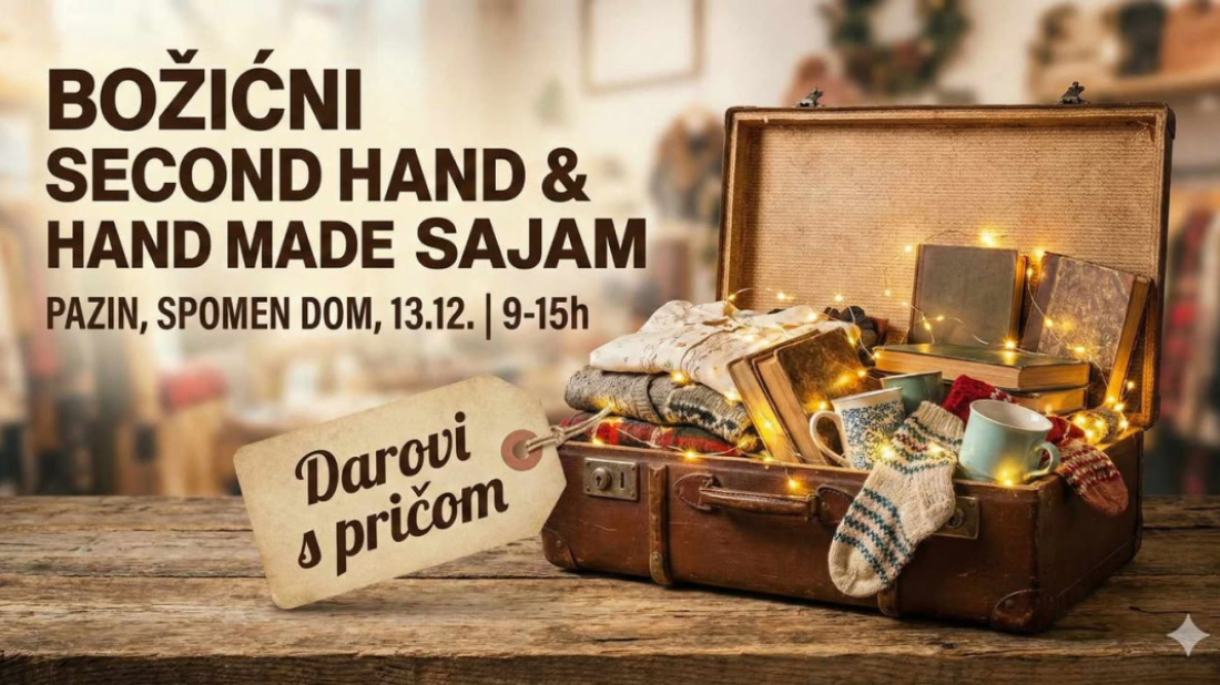 BOŽIĆNI SECOND HAND & HANDMADE SAJAM U PAZINU: Više od 80 izlagača u Spomen domu
