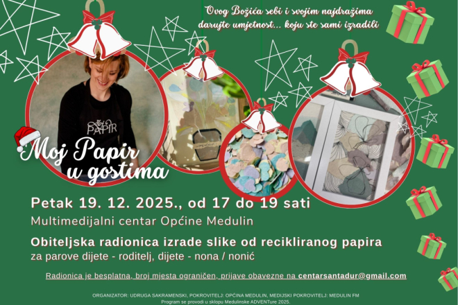Medulinska ADVENTura 2025.: Obiteljska radionica za male i velike umjetnike