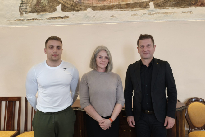 Državna prvakinja u powerliftingu i bench pressu Nataša Despinić na prijemu kod gradonačelnika Rovinja