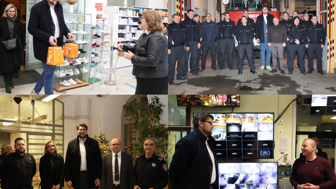 Gradonačelnik Peđa Grbin u novogodišnjoj noći posjetio dežurne službe u Puli