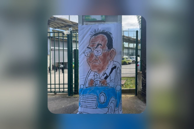 Karikatura Damira Miškovića osvanula ispred stadiona Aldo Drosina, ali ubrzo je uklonjena