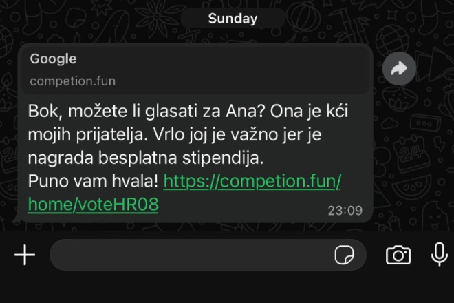 Poruka koja igra na emocije: Nova prijevara s „glasanjem za Anu ili Mariju“ širi se WhatsAppom!