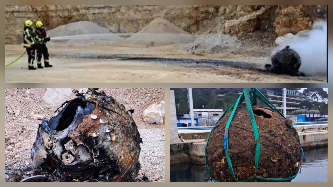 Foto/video: Teška ratna mina s 300kg ekploziva izvađena iz mora i uništena kod Kanfanara