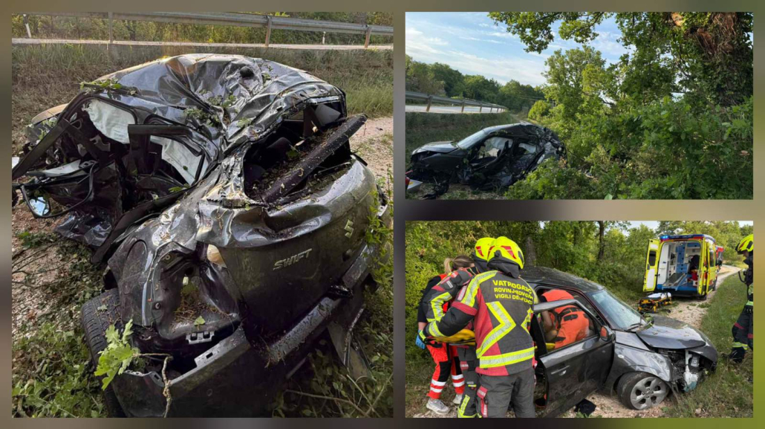 Stravična nesreća kod Golaša: Automobil smrskan do neprepoznatljivosti, 29-godišnjak teško ozljeđen!