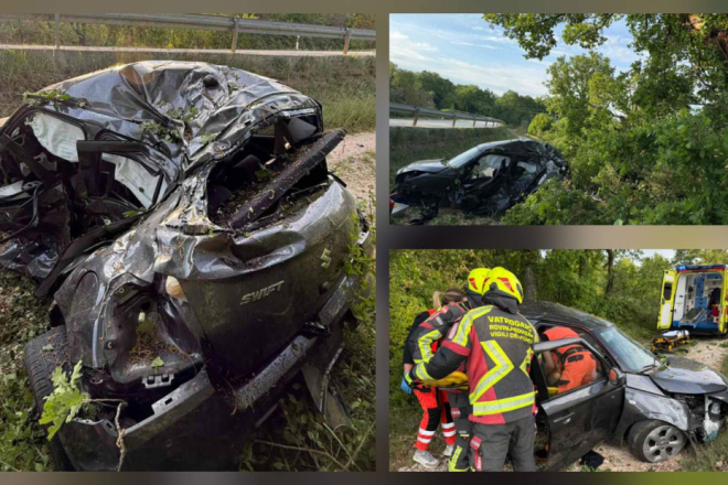 Stravična nesreća kod Golaša: Automobil smrskan do neprepoznatljivosti, 29-godišnjak teško ozljeđen!
