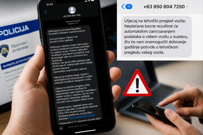 Nova SMS prijevara širi se Istrom: Građanima stižu lažne prometne kazne s broja iz Filipina