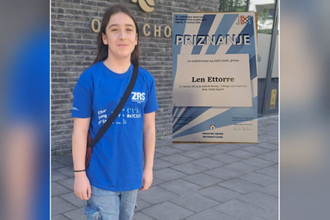 Novi uspjeh mladog informatičara iz Rovinja: Len Ettorre pozvan na Juniorsku hrvatsku informatičku olimpijadu