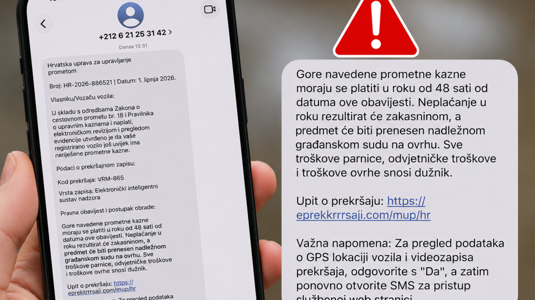 Ne nasjedajte! Građanima stižu lažne obavijesti o prometnim prekršajima