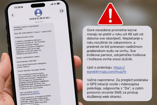 Ne nasjedajte! Građanima stižu lažne obavijesti o prometnim prekršajima