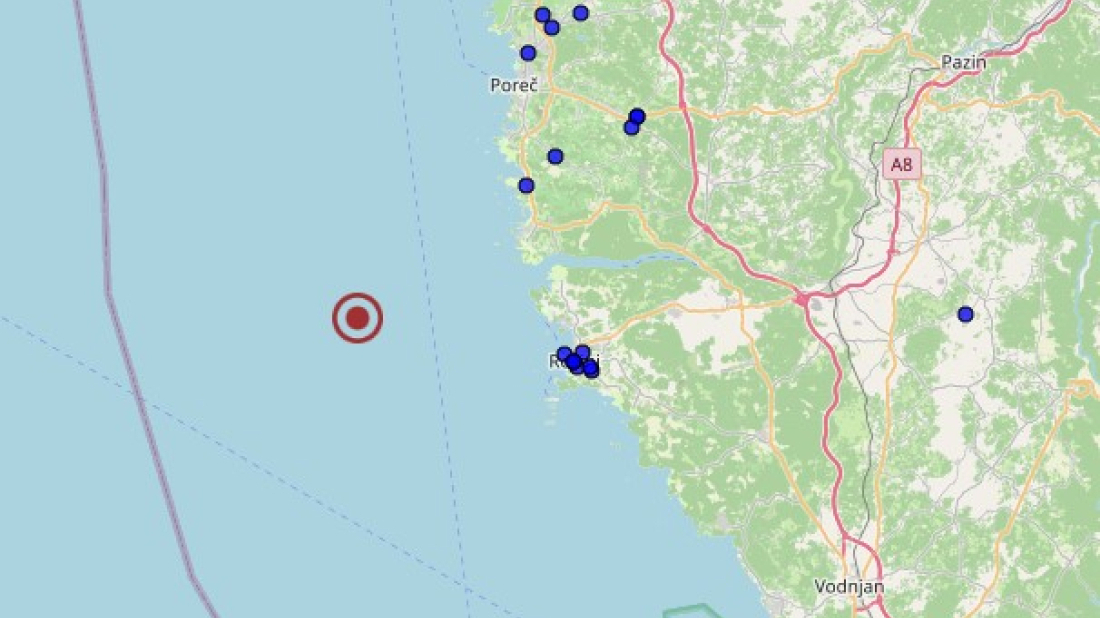 Potres magnitude 3,3 zatresao zapadnu obalu Istre, jeste li ga osjetili?