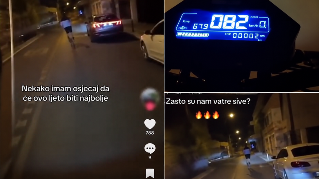 VIDEO: Maloljetnik na romobilu jurio 82 km/h, vozio na jednom kotaču i snimao se za društvene mreže