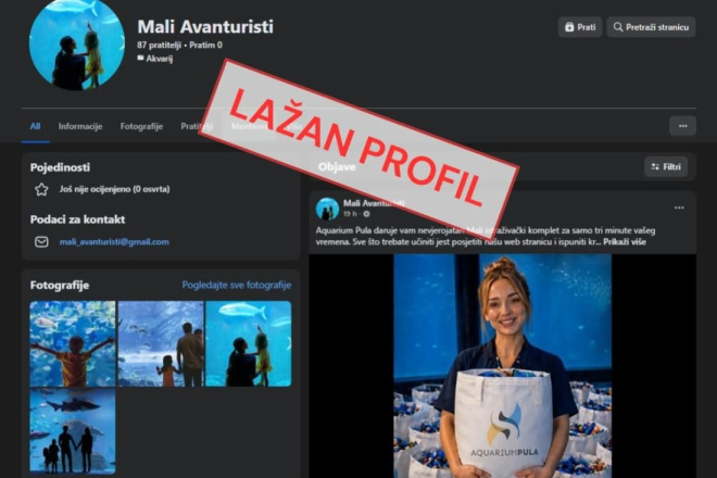 Aquarium Pula upozorava na prijevaru: Pojavile se lažne nagradne igre, građanima kradu podatke s kartica