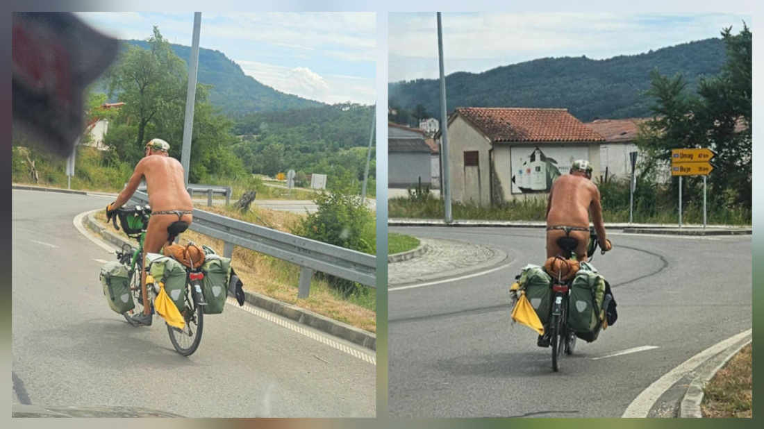 NESVAKIDAŠNJI PRIZOR! Potpuno goli biciklist bezbrižno vozio kroz Buzet