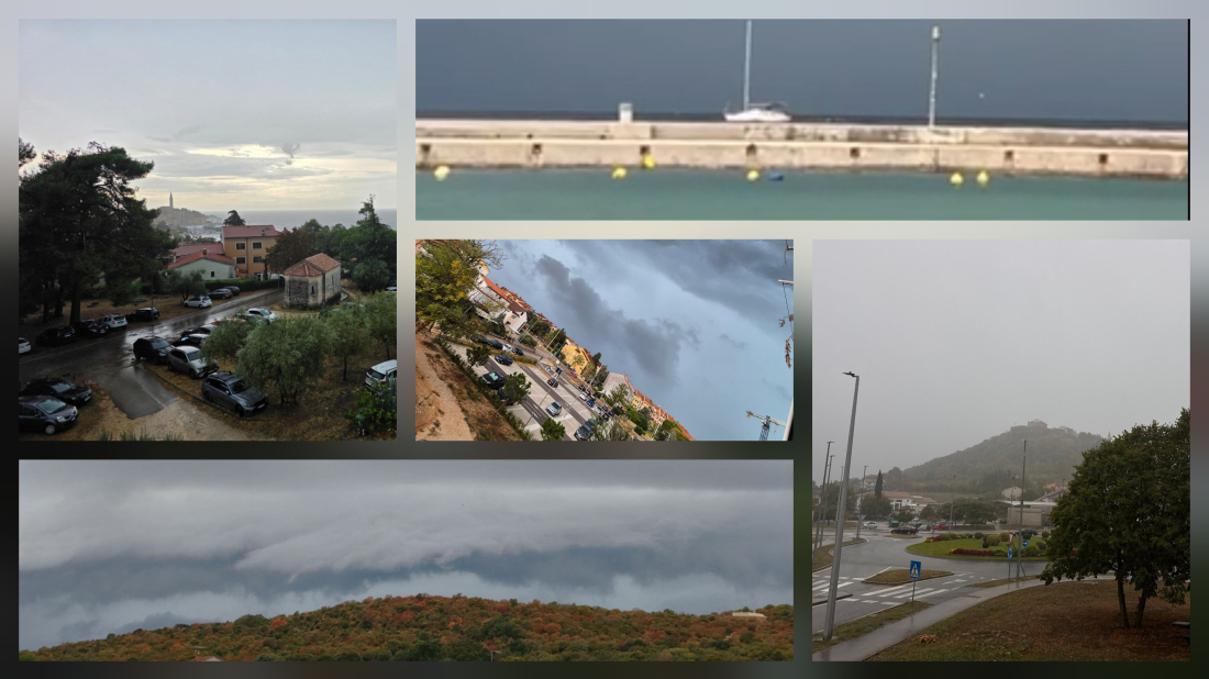 FOTO Nevrijeme stiglo u Istru: Shelf oblaci prekrili nebo, od Umaga do Rovinja lije kao iz kabla
