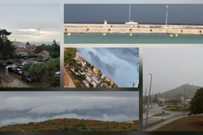 FOTO Nevrijeme stiglo u Istru: Shelf oblaci prekrili nebo, od Umaga do Rovinja lije kao iz kabla