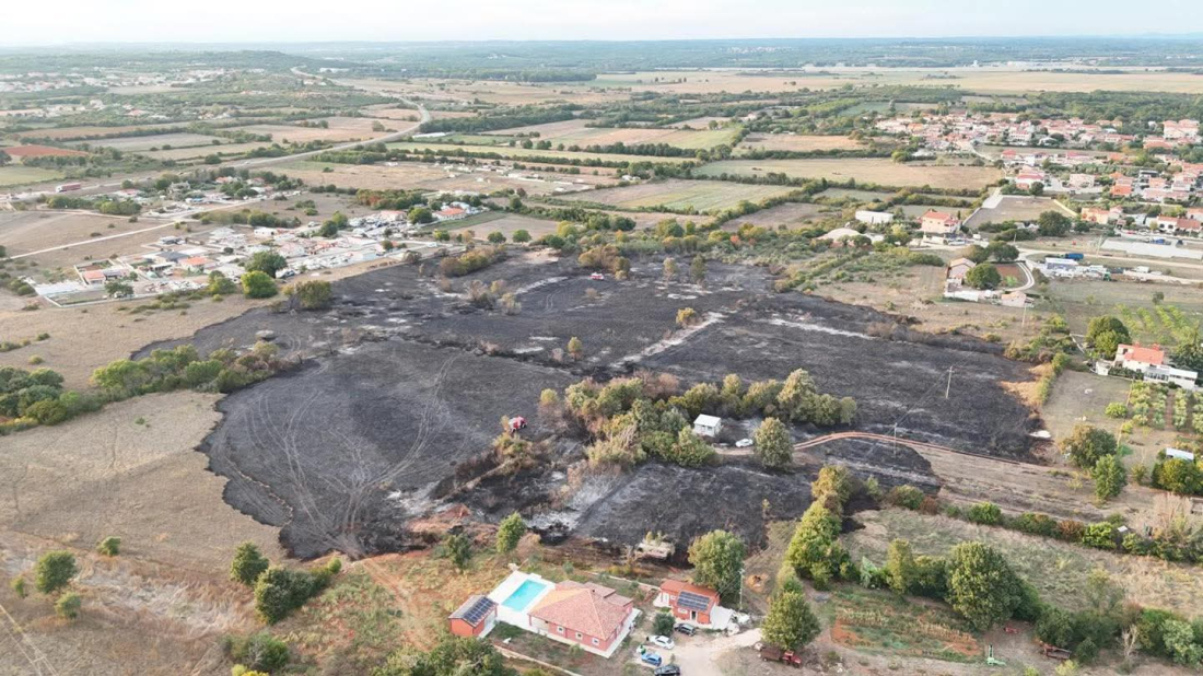 FOTO: Veliki požar kod Jadreški – izgorjelo šest hektara, gasilo ga 27 vatrogasaca