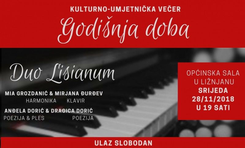 U srijedu u Ližnjanu kulturno-umjetnička večer 'Godišnja doba'