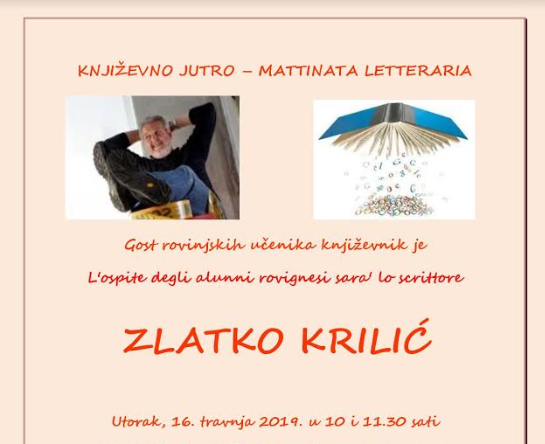 ROVINJSKO KNJIŽEVNO JUTRO Zlatko Krilić u susretu s učenicima 