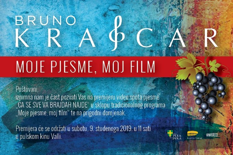 Premijera video spota "Ča se va brajdah najde" pulskog kantautora Bruna Krajcara u subotu u kinu Valli