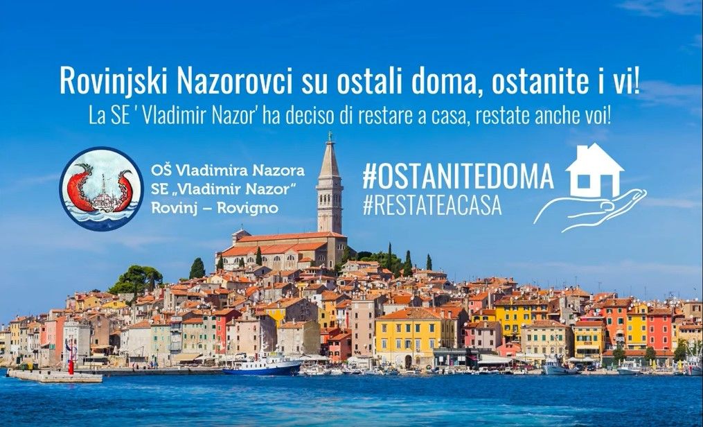 UČENICI I UČITELJI SNIMILI DIRLJIVI VIDEO Nazorovci iz Rovinja poslali glasnu poruku 'OSTANI DOMA'