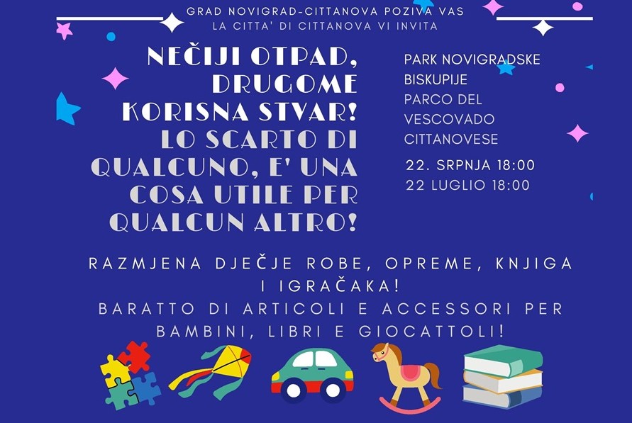 Novigrad: U srijedu 22. srpnja sajam razmjene dječje robe, opreme, knjiga i igračaka