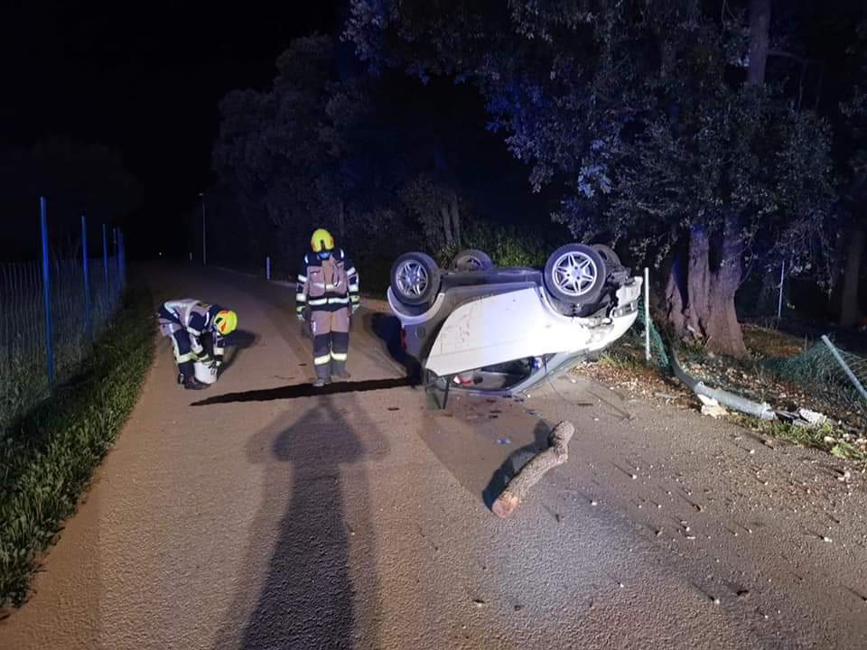 NESREĆA U BALAMA Pijana Talijanka sletila s ceste i udarila u ogradu, stupove, stablo i stup javne rasvjete