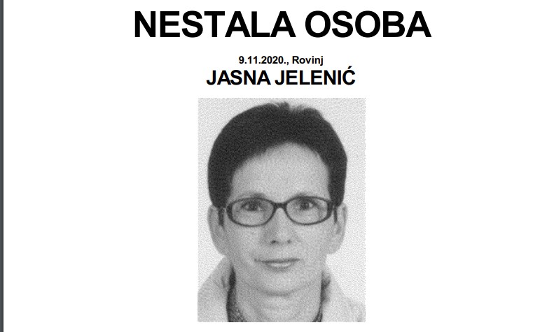 U ROVINJU NESTALA JASNA JELENIĆ Policija moli za pomoć u pronalasku 62-godišnjakinje