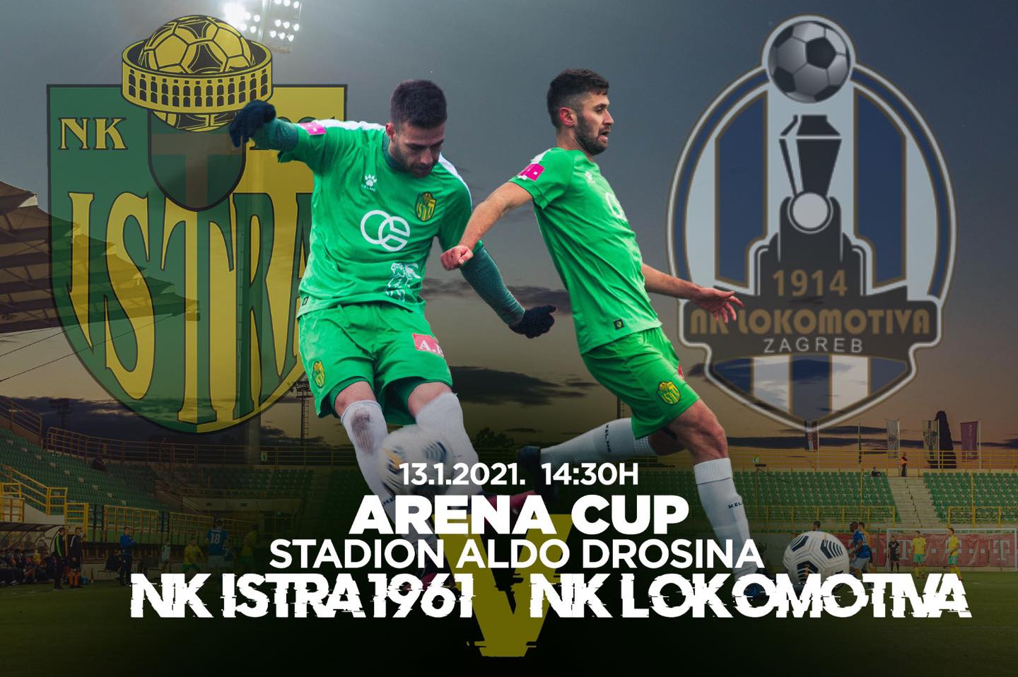 GLEDAJTE UŽIVO UTAKMICU ARENA CUP-a Nogometaši Istre na Drosini ugošćuju Lokomotivu 