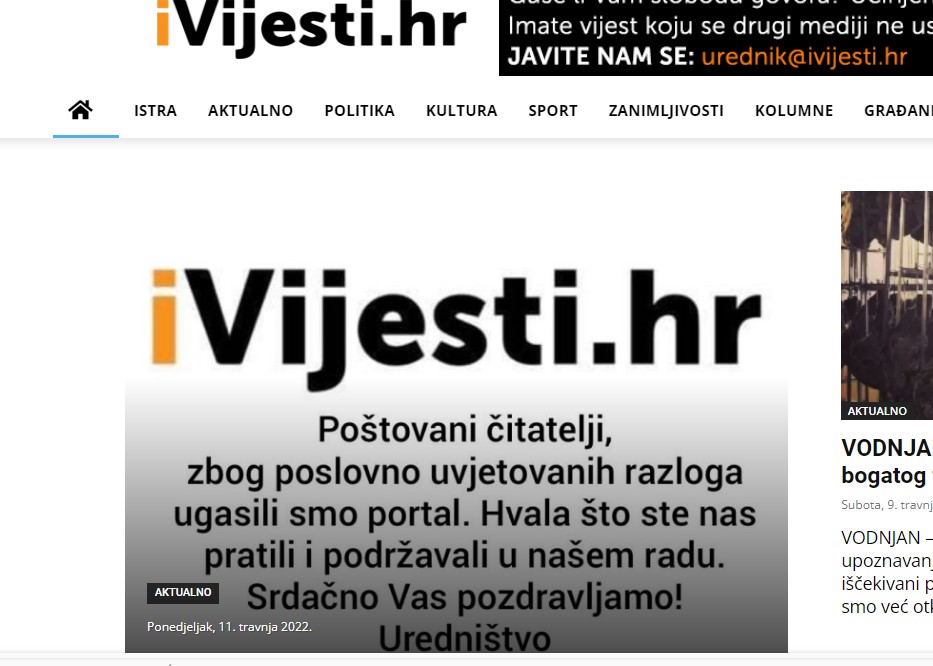 Portal ivijesti.hr prestao s radom