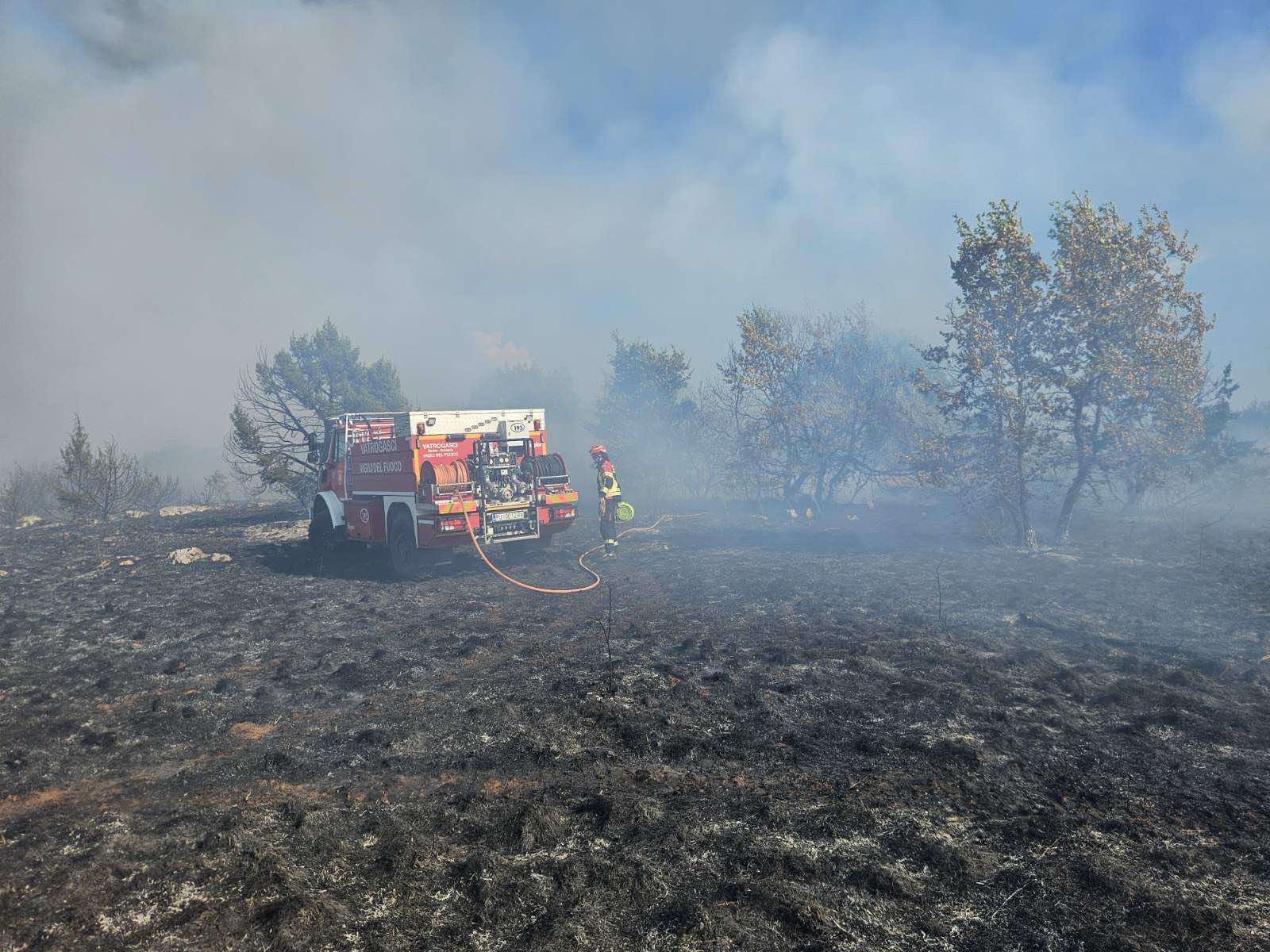 (FOTO) Lokaliziran požar na području Žminja i Savičente, na terenu 30-ak vatrogasaca i kanaderi