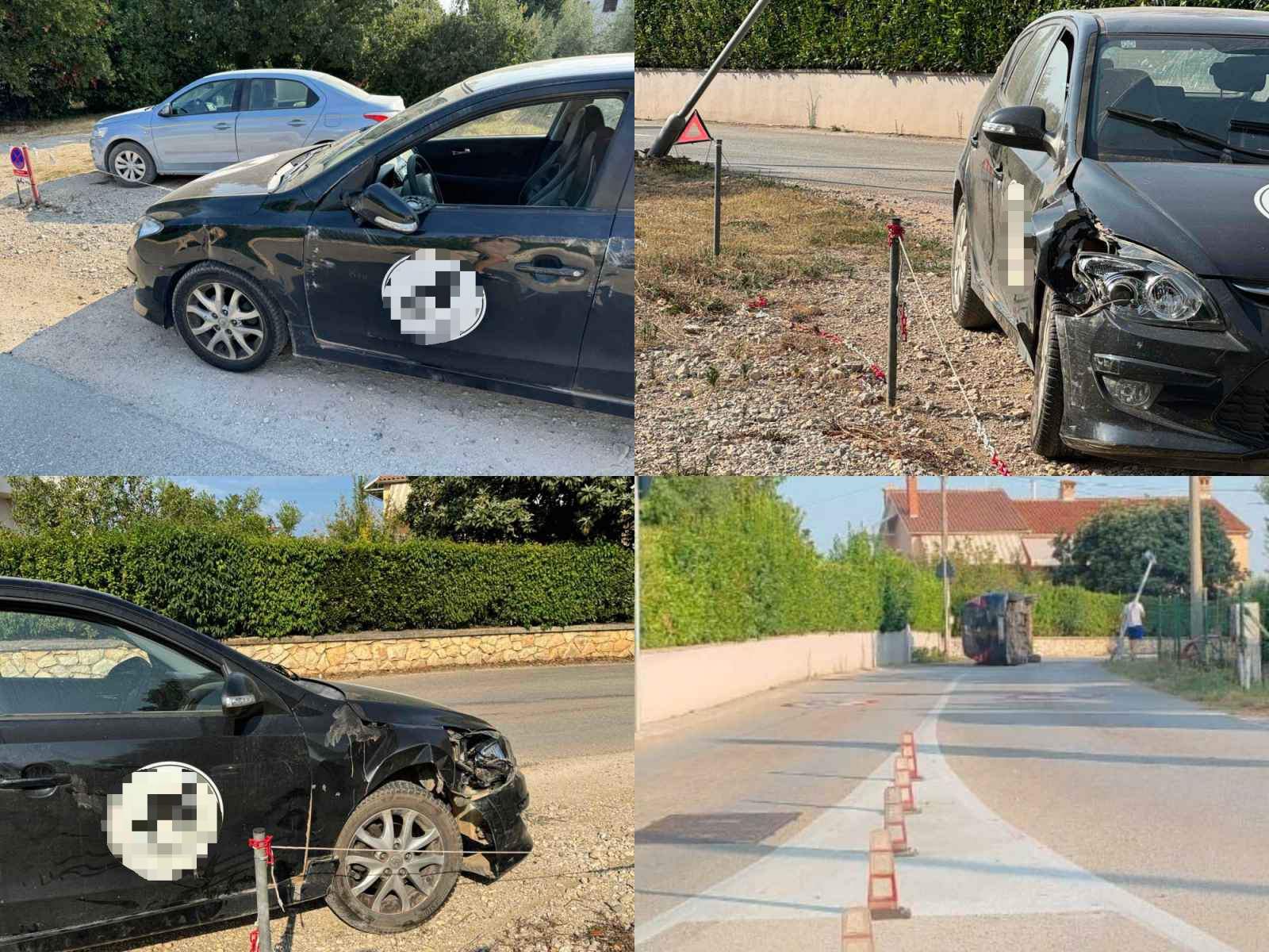 NESREĆA U ROVINJU Na Monfiorenzu automobil sletio s ceste, zabio se u stup pa se prevrnuo na bok